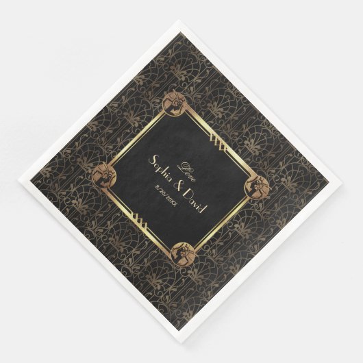 Unieke Gouden Zwarte Great Gatsby Art Deco Bruilof Servet (Hoek)