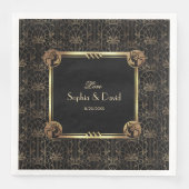 Unieke Gouden Zwarte Great Gatsby Art Deco Bruilof Servet (Voorkant)