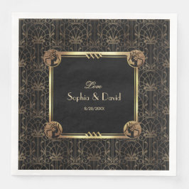 Unieke Gouden Zwarte Great Gatsby Art Deco Bruilof Servet