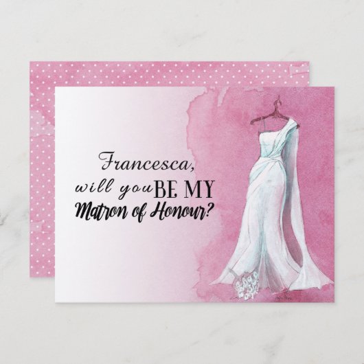 Unieke Gown "Will you be my matron of eremeer" Kaart (Voorkant / Achterkant)