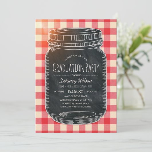 Unieke Graduation Party Rustic Country Mason Jar Kaart (Staand voorkant)
