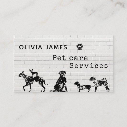 Unieke graffiti-achtige witte hondenhuiszorg visitekaartje (Voorkant)