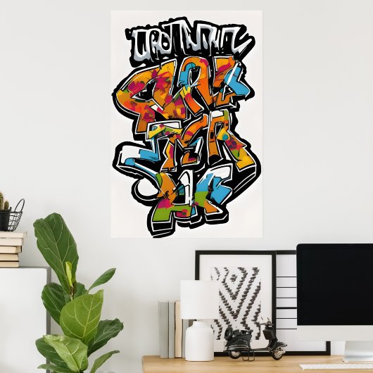 Unieke graffiti-kunst in stedelijke stijl poster (Thuiskantoor)