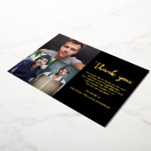 Unieke grafmonument 3 foto collage Zwart Goud Folie Uitnodiging (Gedraaid)