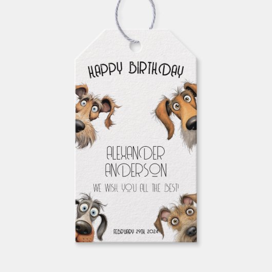 Unieke Grappige Hond Gelukkige Verjaardag Cadeaulabel (Voorkant)