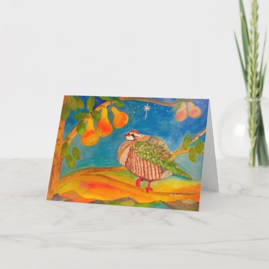 Unieke Grappige Patrijs in een Mooie Boom van de Feestdagen Kaart (Voorkant)