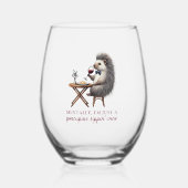 Unieke Grappige Schattigee Porcupine Bowtie wijnli Wijnglas Zonder Voet (Voorkant)