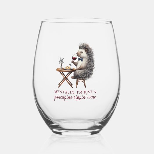 Unieke Grappige Schattigee Porcupine Bowtie wijnli Wijnglas Zonder Voet (Voorkant)