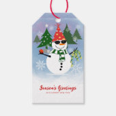 Unieke Grappige Stijlvolle Sneeuwman Sneeuwvlokken Cadeaulabel (Voorkant)