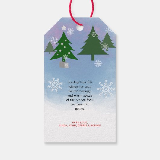 Unieke Grappige Stijlvolle Sneeuwman Sneeuwvlokken Cadeaulabel (Achterkant)