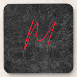 Unieke grijs rood monogram naam initiaal kalligraf bier onderzetter