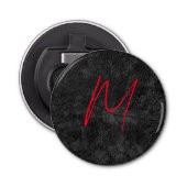 Unieke grijs rood monogram naam initiaal kalligraf button flesopener (Voorkant)
