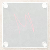 Unieke grijs rood monogram naam initiaal kalligraf glazen onderzetter (Achterkant)