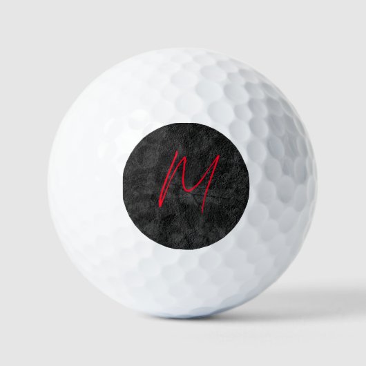 Unieke grijs rood monogram naam initiaal kalligraf golfballen (Voorkant)