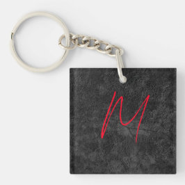 Unieke grijs rood monogram naam initiaal kalligraf sleutelhanger