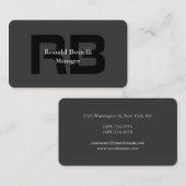 Unieke Grijs Zwart Monogram Manager Visitekaartje (Voorkant / Achterkant)