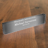 Unieke grijze elegante moderne desktop naambordje (Zijkant)