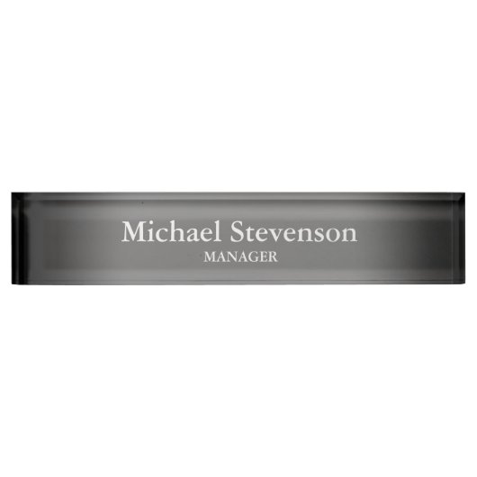 Unieke grijze elegante moderne desktop naambordje (Voorkant)