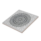 Unieke grijze Floral Handtekening Mandala Pattern Tegeltje (Zijkant)