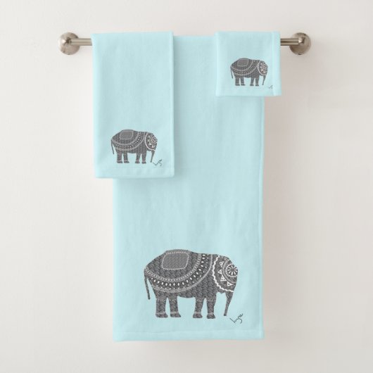 Unieke grijze olifant, stijlvol modern bad handdoek (Insitu)