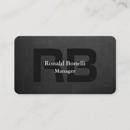 Unieke grijze zwarte monogram-manager visitekaartje (Voorkant)