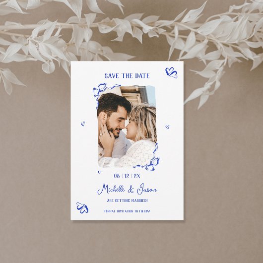 Unieke grillige blauwe hand getekende Franse boog  Kaart