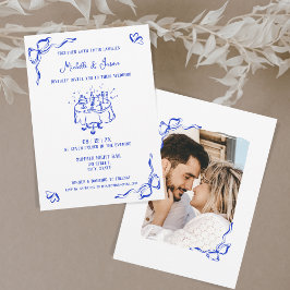 Unieke grillige blauwe hand getekende Franse boog  Kaart