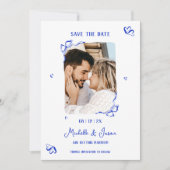 Unieke grillige blauwe hand getekende Franse boog  Kaart (Voorkant)