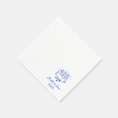 Unieke grillige blauwe hand getekende Franse boog  Servet (Hoek)