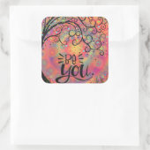 Unieke grillige boom wees u aanmoediging vierkante sticker (Tas)