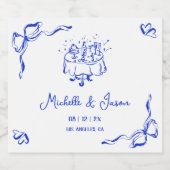 Unieke grillige eigenzinnige hand getekende Franse Sparkling Wijnetiket (Enkel label)