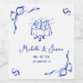 Unieke grillige eigenzinnige hand getekende Franse Wijn Etiket (Enkel label)