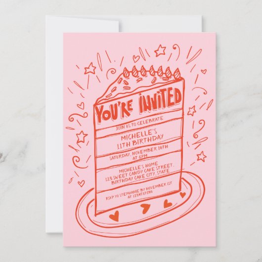 Unieke grillige Fun Hand getrokken verjaardagstaar Kaart (Voorkant)