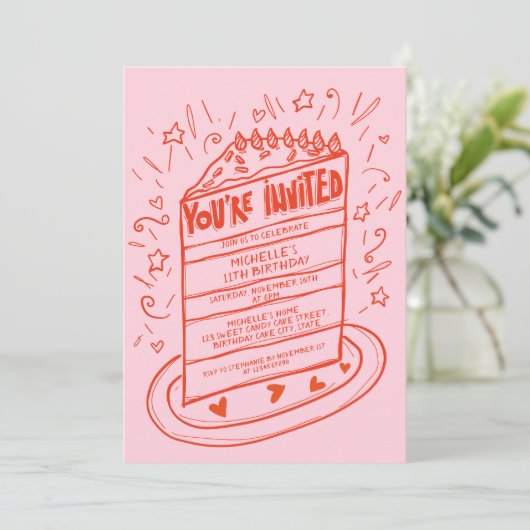 Unieke grillige Fun Hand getrokken verjaardagstaar Kaart (Staand voorkant)