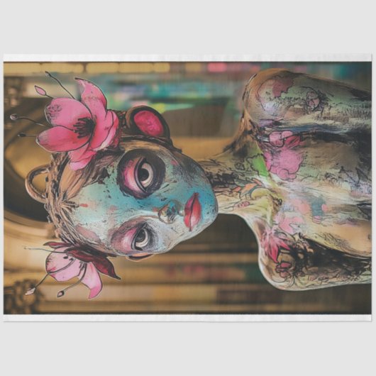 Unieke grillige Gotische Gargoyle Decoupage Tissuepapier (Voorkant)