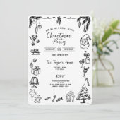 Unieke grillige hand getrokken boog kerstfeest kaart (Staand voorkant)