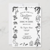 Unieke grillige hand getrokken boog kerstfeest kaart (Voorkant)