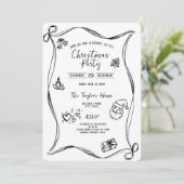 Unieke grillige hand getrokken boog kerstfeest kaart (Staand voorkant)