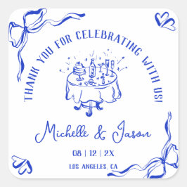 Unieke grillige hand getrokken Franse boog dank u Vierkante Sticker