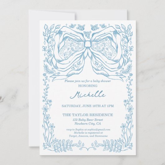 Unieke grillige hand getrokken klassieke baby boy kaart (Voorkant)