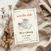 Unieke grillige motorfiets hand getrokken bruiloft save the date