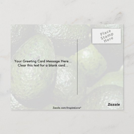 Unieke groene avocado briefkaart (Achterkant)