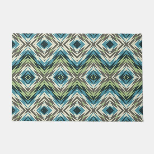 Unieke Groene Blauwgroen Blauwe Taupe Bruin Tribal Deurmat (Voorkant)