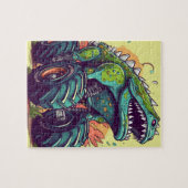 Unieke groene Blauwgroen dinosaurus monstertruck Legpuzzel (Horizontaal)