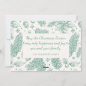 Unieke Groene Bloemenlijn Kunst Vrolijk Kerstfeest Feestdagenkaart (Achterkant)
