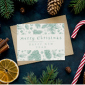 Unieke Groene Bloemenlijn Kunst Vrolijk Kerstfeest Feestdagenkaart