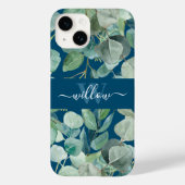 Unieke groene botanische naam Calligrafie Monogram Case-Mate iPhone Case (Achterkant)