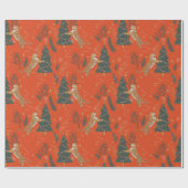 Unieke groene en rode kerstboom tijger cadeaupapier (Vlak)