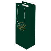 Unieke groene & gouden monogram script naam wijn cadeautas (Voorkant Gekanteld)