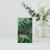 Unieke groene Monstera laat fotografie QR-code Visitekaartje (Staand voorkant)